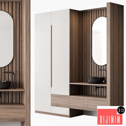 a bathroom with a mirror and sink