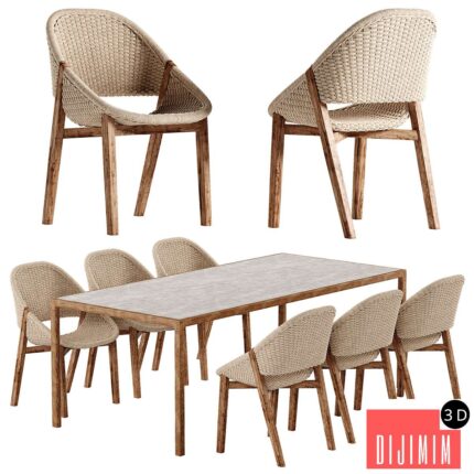 Tribu Elio chair Illum Teak table set