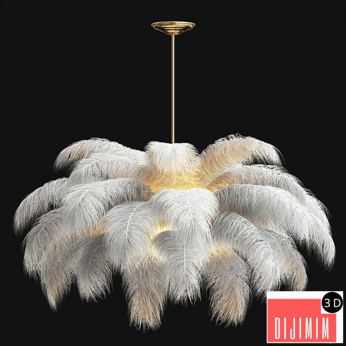 Ostrich Feather Chandelier - Görsel 1