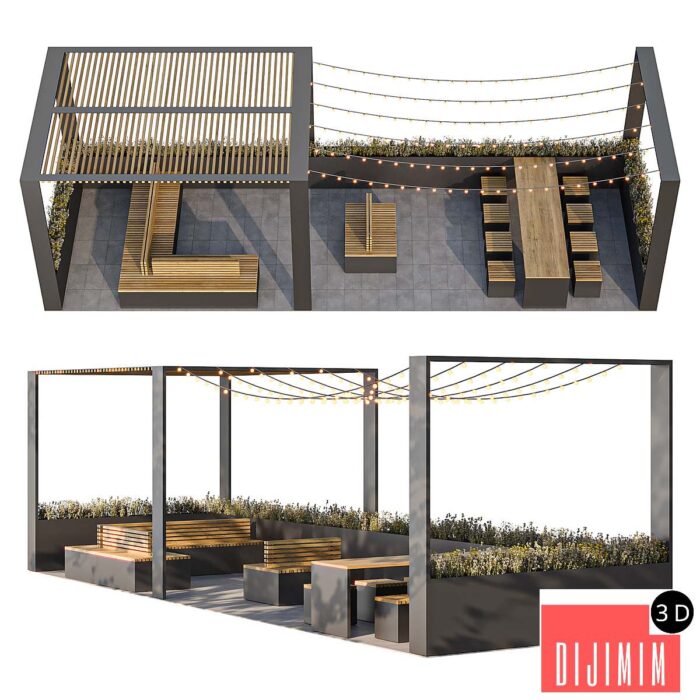 City parklet with garland - Görsel 1
