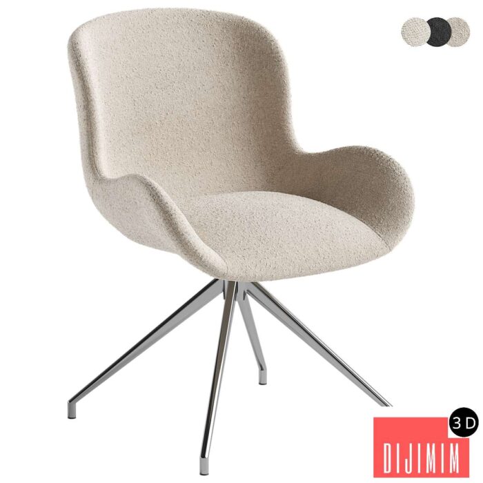 Dining chair made of boucle fabric Asyar - Görsel 1