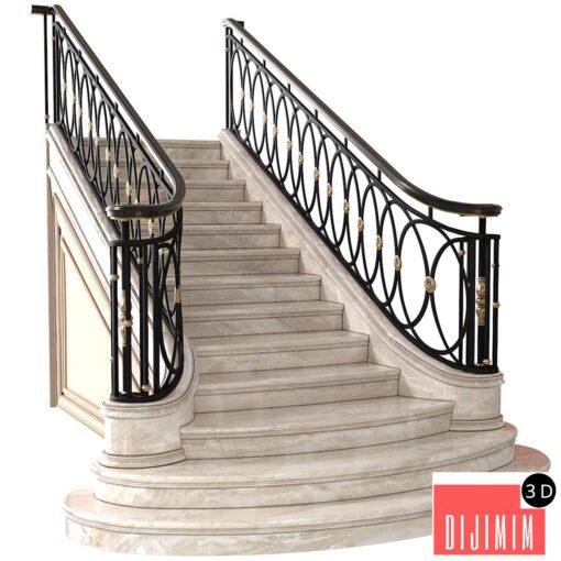 Classic marble staircase in Art Deco style.Modern interior stair