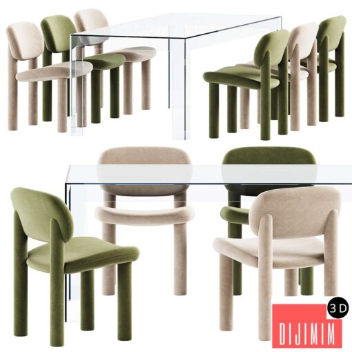 Chair Tottori Driade and Atlantis Table by Glas Italia