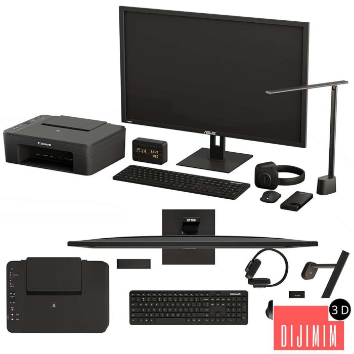 Black Desktop Accessory Set 01 - Görsel 1
