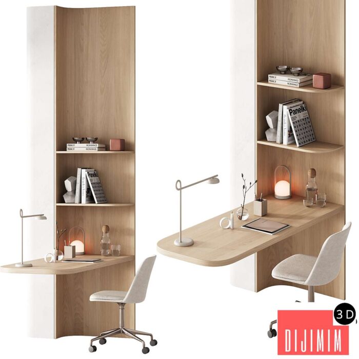 417 office furniture 21 workplace 06 minimal wood working space 01 - Görsel 1