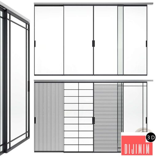 Sliding glass partitions Union in Stratus Slim profile