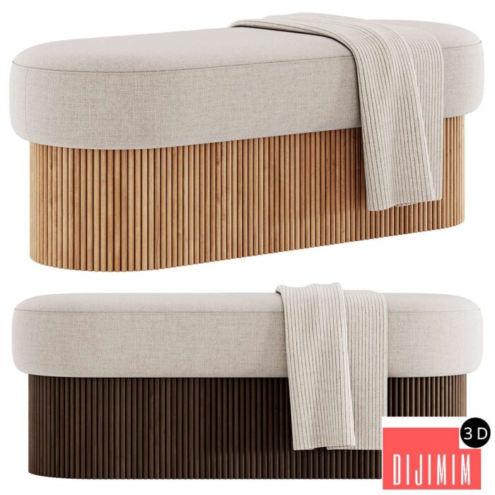 Bench and pouf Nala By Westwing Collection - Görsel 1