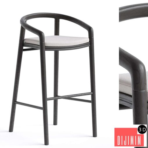 Solid Bar Stool with back Manutti