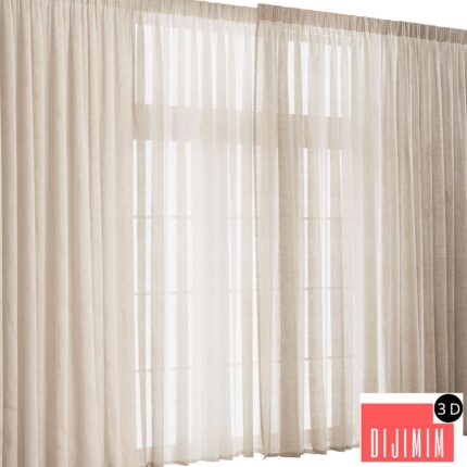 Wide Linen Tulle Curtain