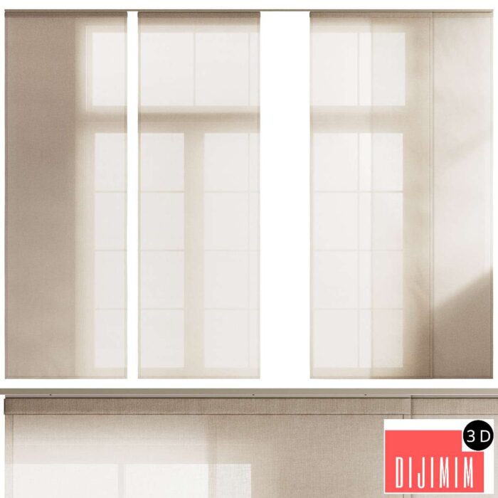Linen Tulle Panel Blinds - Görsel 1