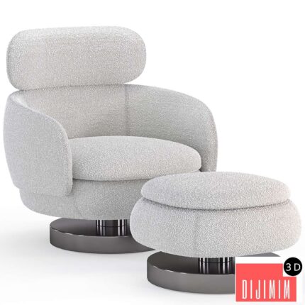 Armchair with ottoman from the Minotti factory Vivienne series