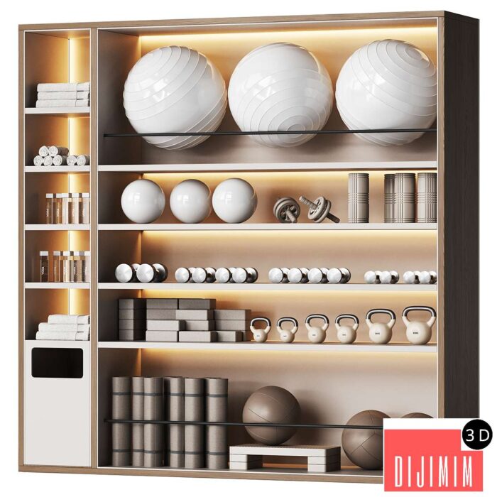A wall with a rack for gym equipment 2 - Görsel 1