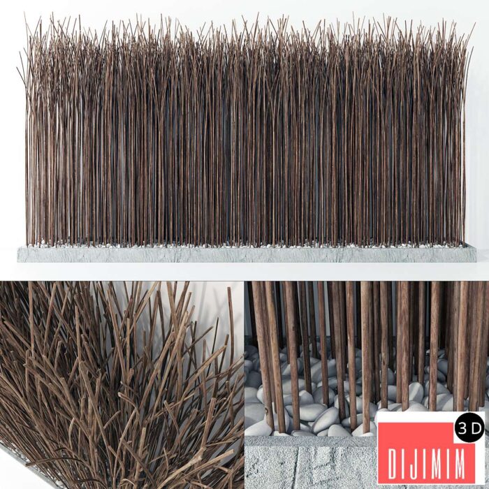 Screen long wood thin dry branch pebble n2 / Long screen of thin dry branches No. 2 - Görsel 1