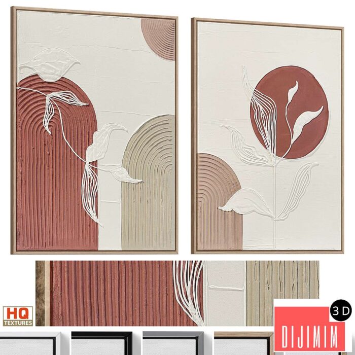 Wabi-Sabi Relief Plaster Wall Art C-916 - Görsel 1