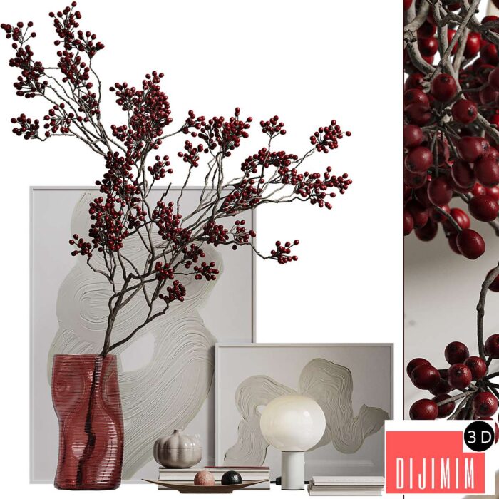 Branches with berries decor set - Görsel 1