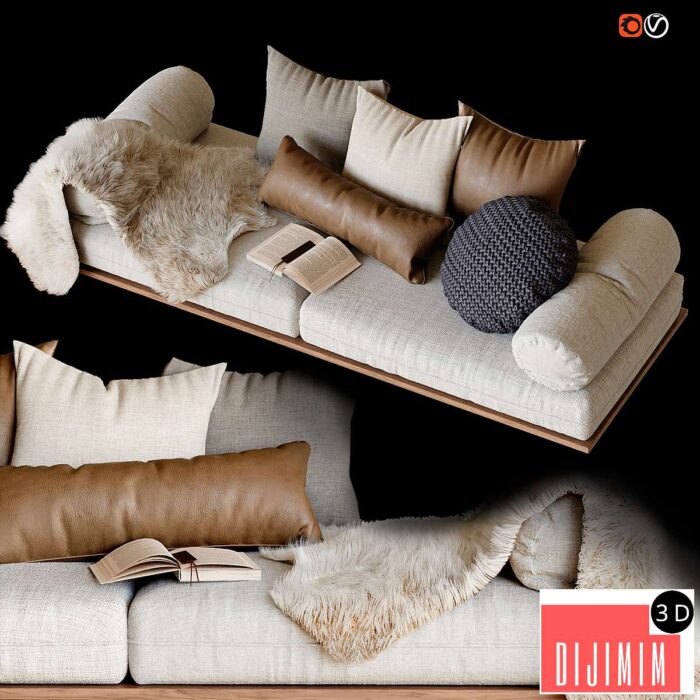 Window seat and cushions 02 - Görsel 1