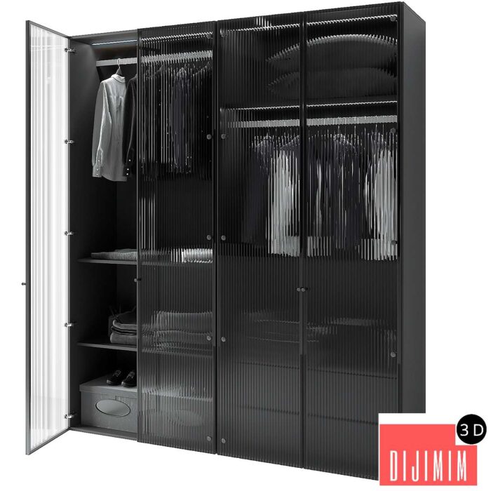 Modern Glass Door Wardrobe - Görsel 1