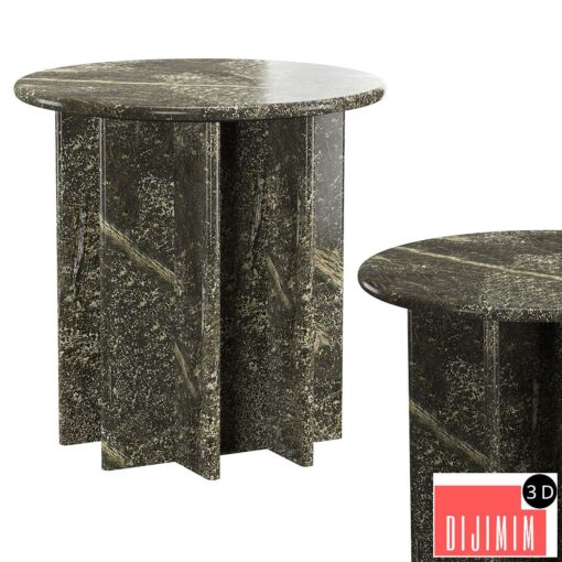 PASAR ROUND GREEN MARBLE SIDE TABLE