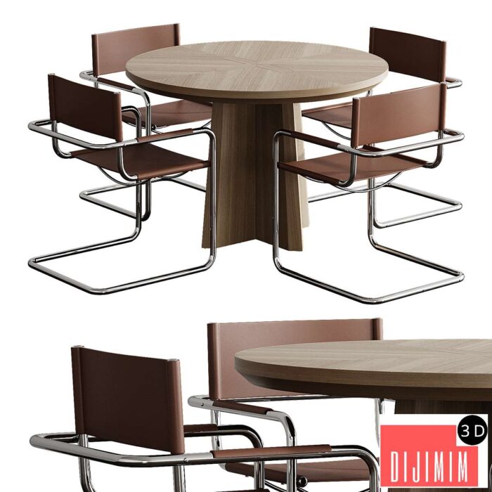 Table CROSS ROUND by bino home with chairs MOMO HOME Store - Görsel 1