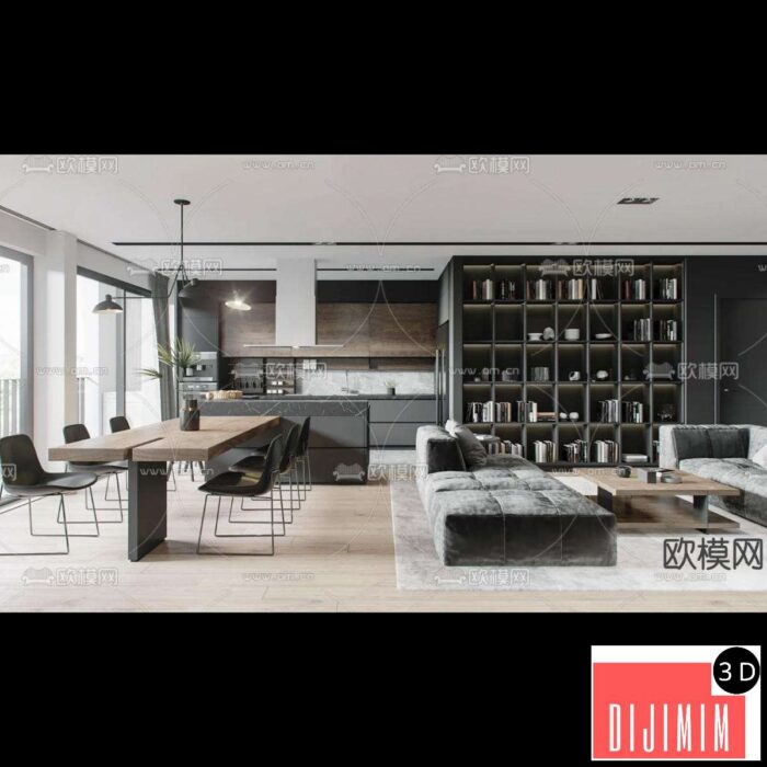 3D SCENES – APARTMENT – VRAY / CORONA – 3D MODEL – 163 - Görsel 1
