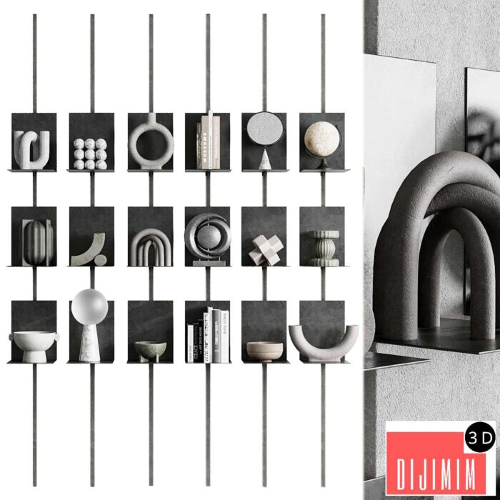 Metal Shelves Decorative With Book - metal Rack 05 - Görsel 1