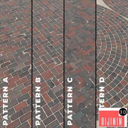 Set of four textures of old brick paving stones 7320