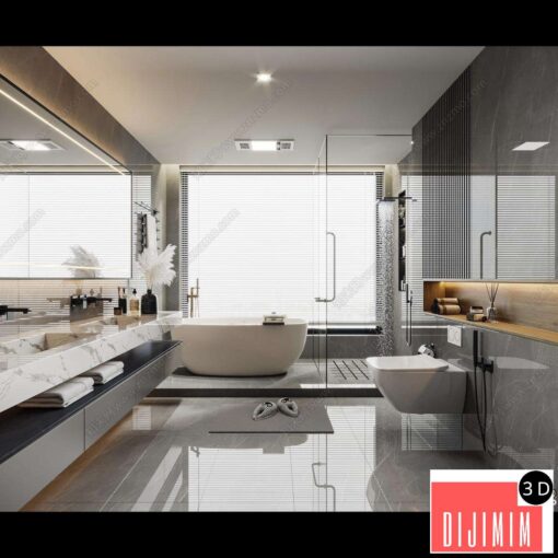 Bathroom – Modern Style Interior 3D Scenes – 3D Model – 011