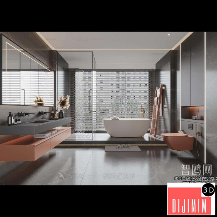 Bathroom – Toilet – WC – RestRoom – 3D Interior Scene – 328 - Görsel 1