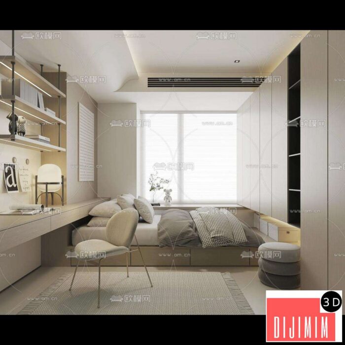 Tatami Bedroom – Japan Bedroom – 3D Scene – 058 - Görsel 1