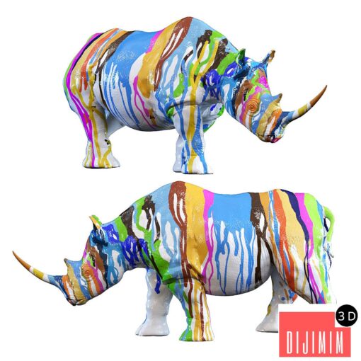 Deco Figurine Rhino Colore 26cm