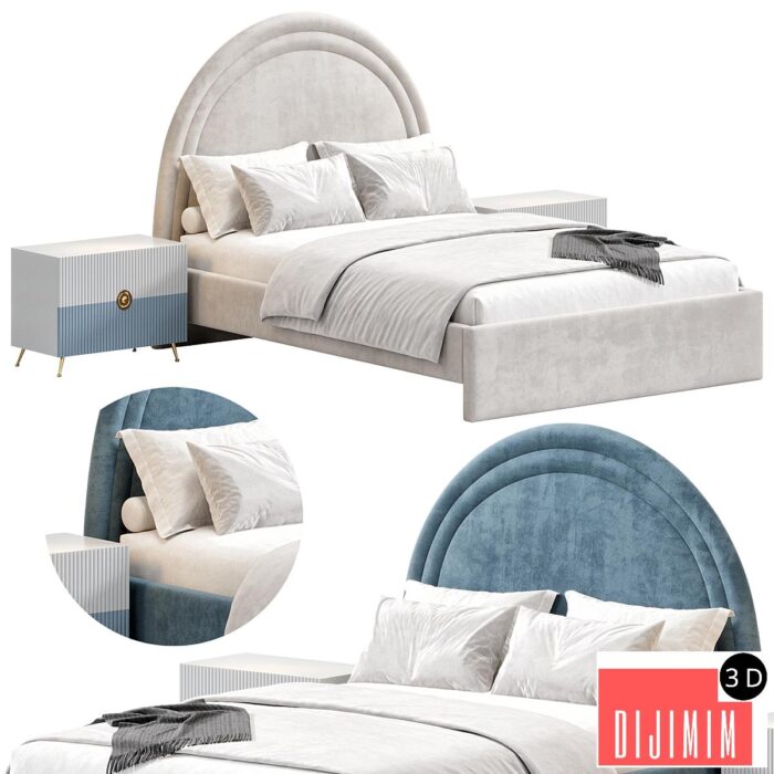 Channel Upholstered Bed by Pbteen - Görsel 1