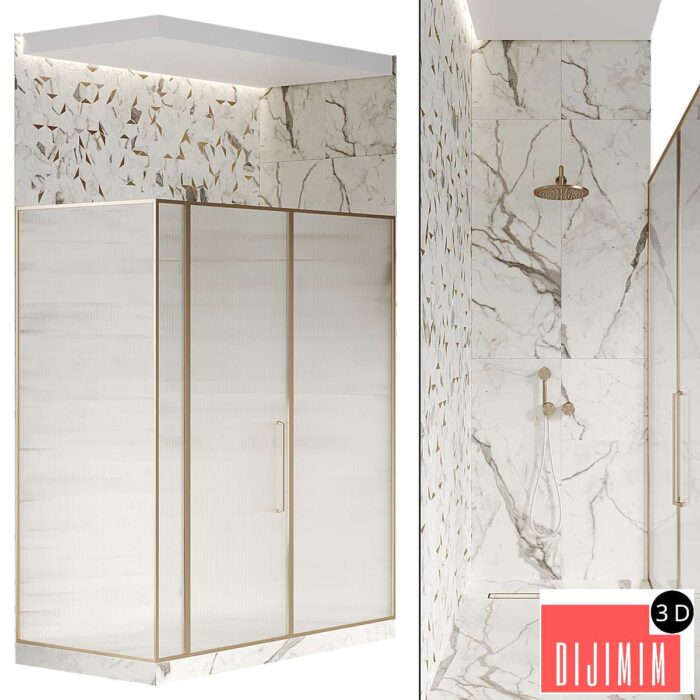 Shower enclosure with grooved glass - Görsel 1