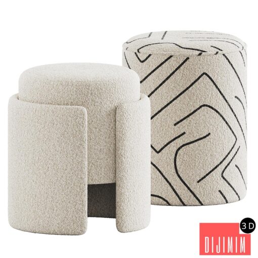 Lambhair Ottoman & Renwill Rachelle Stools