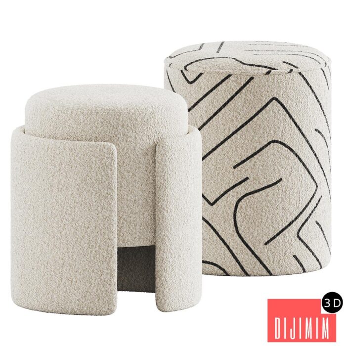 Lambhair Ottoman & Renwill Rachelle Stools