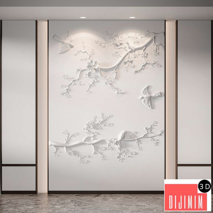 Bas-relief Branches Birds - Görsel 1