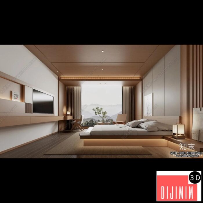 Hotel – Bedroom – 3D Interior Scene – 3D Models – 010 - Görsel 1