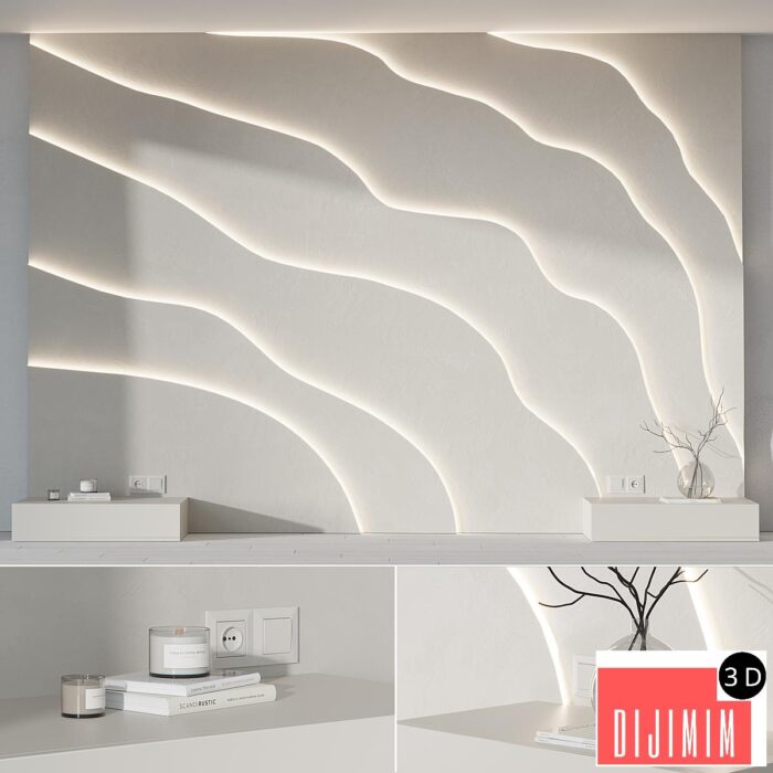 Modern Headboard with light - Görsel 1