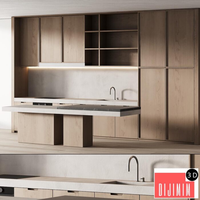 497 modern kitchen 19 minimal wood japandi 02 - Görsel 1