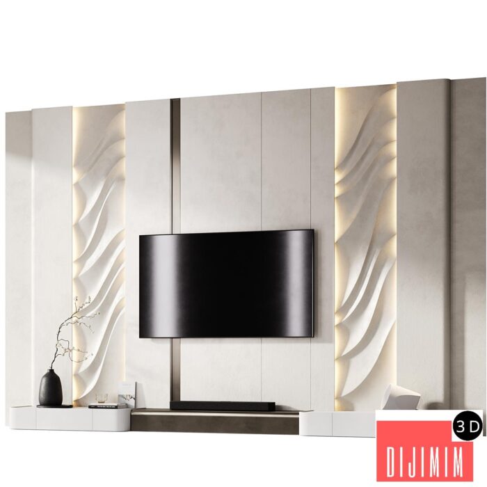 TV wall with soundbar 002 - Görsel 1