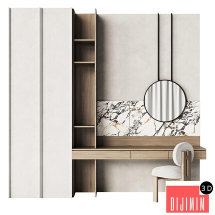 Dressing table with marble trim