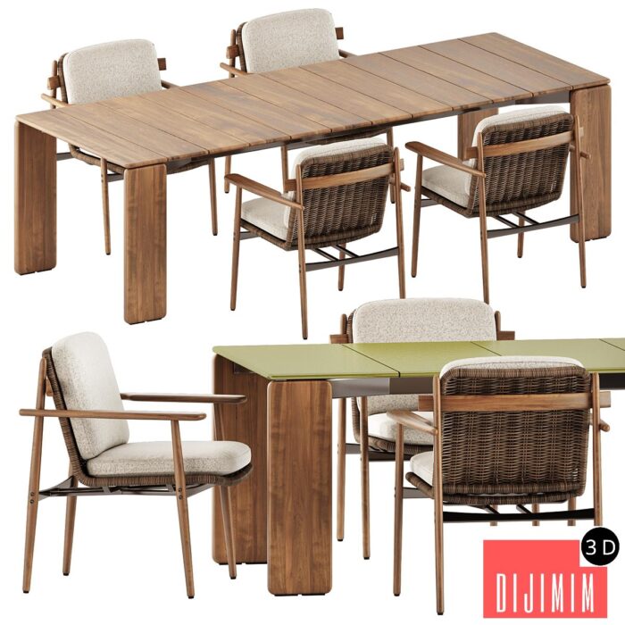 Trio Outdoor Dining chair and Drake Outdoor table by Minotti - Görsel 1