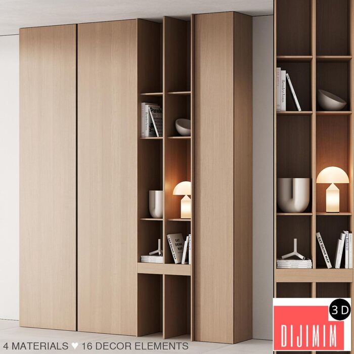 175 cabinet furniture 05 modern cupboard with decor 02 - Görsel 1