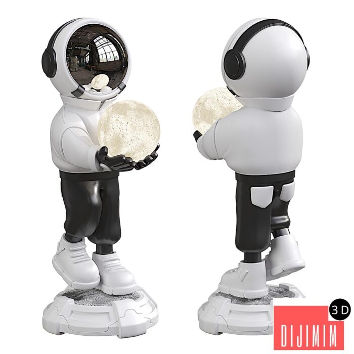Sculpture Art Astronaut Statue Lamp - Görsel 1