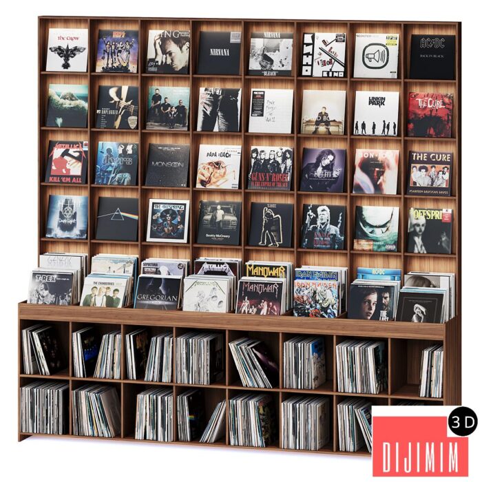Rack with vinyl records for home or store - Görsel 1