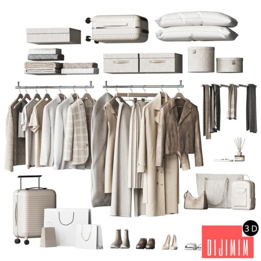 A set of clothes and accessories to fill a wardrobe or store and showroom