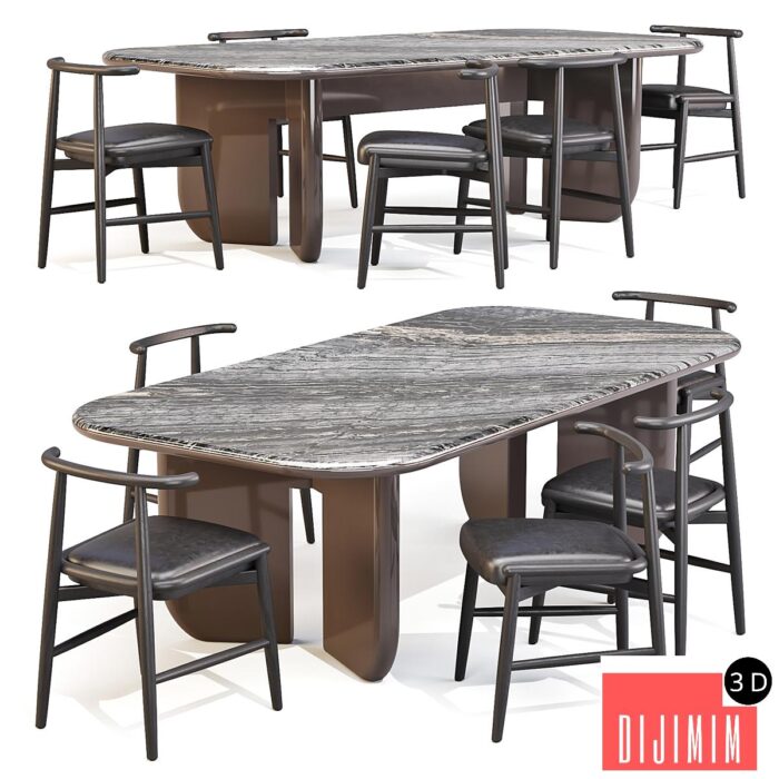 Dining Set: Meridiani (Italo Table and Emilia Chairs) - Görsel 1
