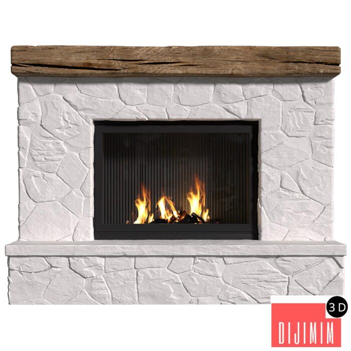 Provence style fireplace.Rock Fireplace in Country style.Rustic Farmhouse fireplace - Görsel 1