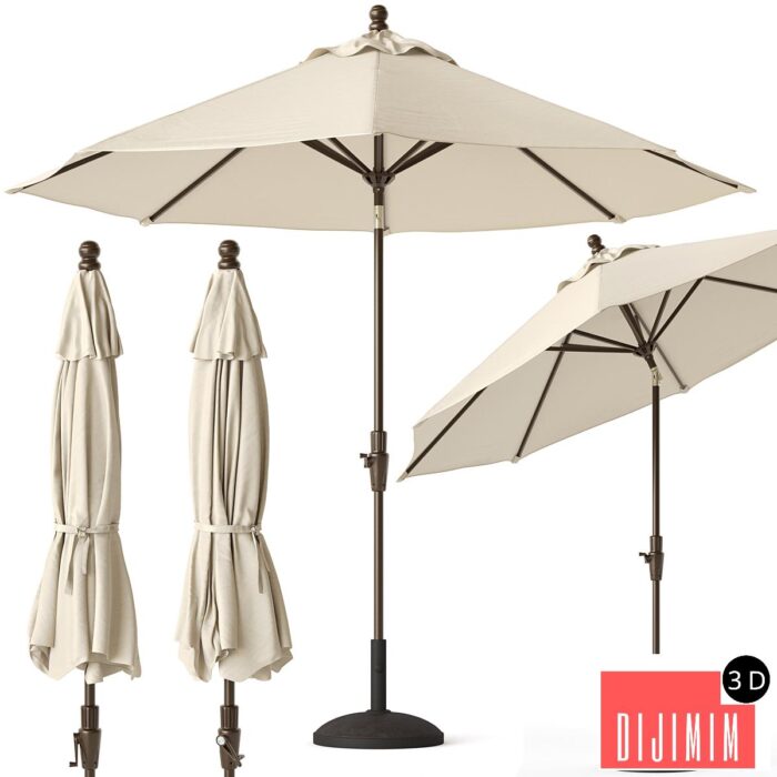 Round Outdoor Patio Umbrella Pottery Barn - Görsel 1