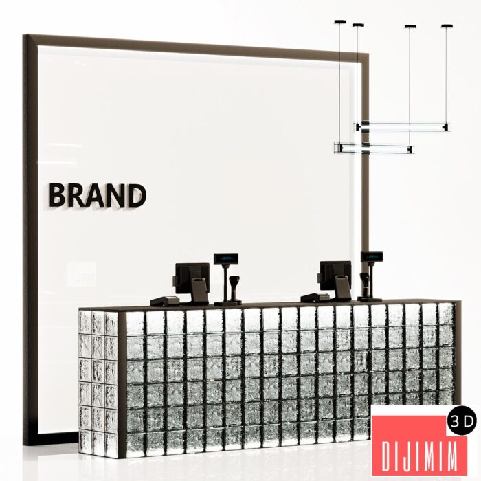 Glass block reception, clothing store cash register, service counter - Görsel 1