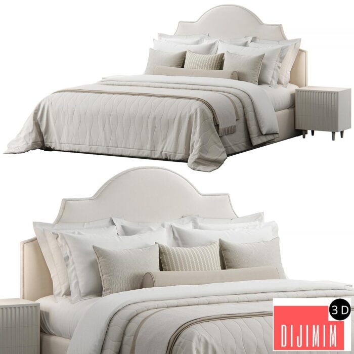 Nicolette Upholstered Headboard Bed - Görsel 1